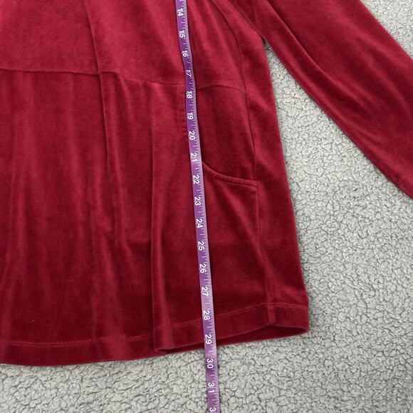 pureJill Velvet Velour Top Sz XL petite Turtleneck Crimson Red Pima Cotton Blend - Picture 8 of 14